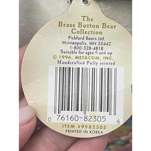 VTG 1996 Brass Button Bears Taylor Pickford Collection w/ Outfit Hat - Picture 7 of 8